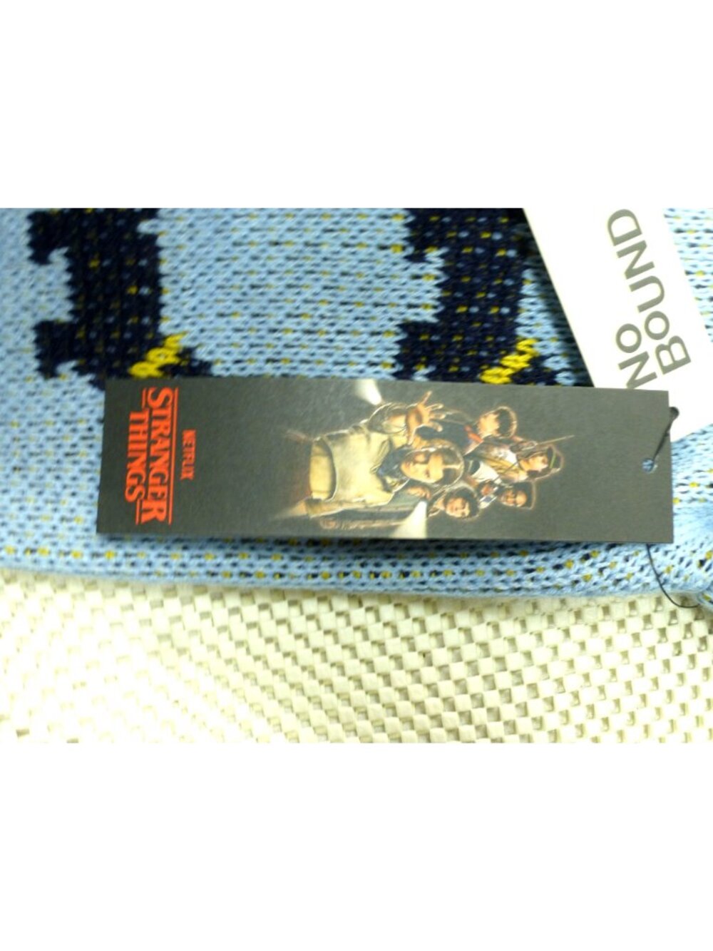 NWT Stranger Things No Boundaries Scottie Dog Sweater Blue M Netflix Ribbed Knit - Picture 11 of 15